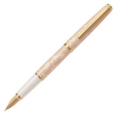 【和風】桜花 楓葉 彫刻 14金 ピンクゴールド 細字 万年筆 - プレゼント ケース付