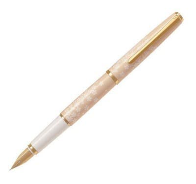 【和風】桜花 楓葉 彫刻 14金 ピンクゴールド 細字 万年筆 - プレゼント ケース付